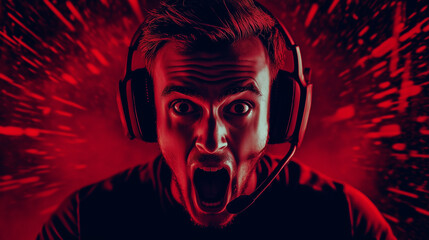 YouTube thumbnail featuring a professional gamer set against a bold red and black background