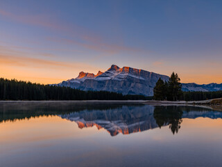 Two Jack Lakes Sunset Sunrise Banff National Park Panorama