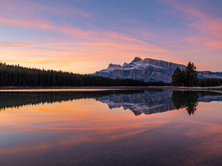 Two Jack Lakes Sunset Sunrise Banff National Park Panorama