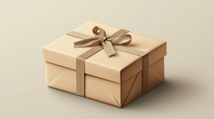 Minimalist Recycled Paper Gift Box in Soft Neutral Tones - Flat Vector Design