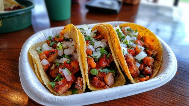 Savor the flavor enjoy pork adobada tacos with onions and cilantro