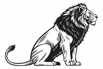 Majestic Lion Sitting on Rock Vector Illustration King of the Jungle Art. a lion sitting, white background