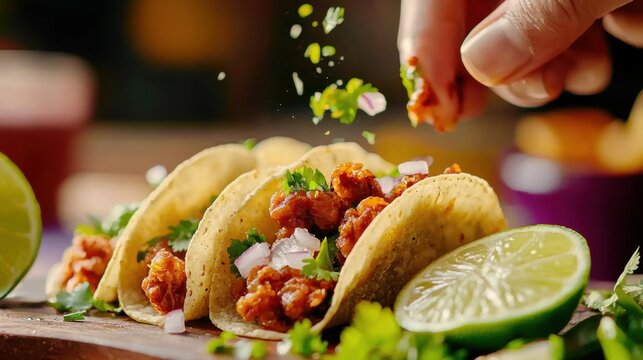Savor the crunchy delight of taco de tripa with onion garnish