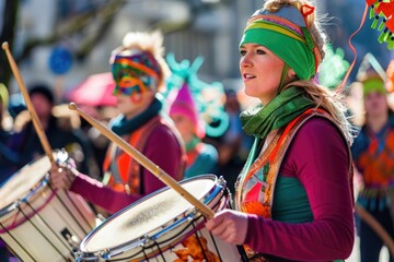 Lucerne  Switzerland   February 25  2017  Drummers at the Lucerne Carnival Parade