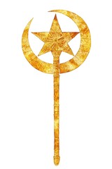 Obraz premium Golden Staff with Crescent Moon and Star Top.