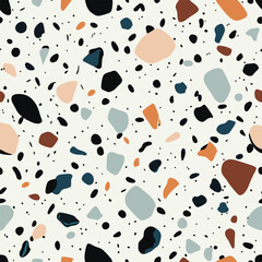 Terrazzo ice white blue coloured seamless pattern background 4 pack	