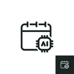 AI on calendar icon isolated on white background. Vector illustrations are made with vector-based software, not AI generated results.