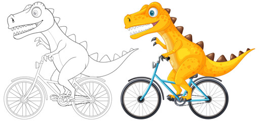 Dinosaur Riding a Bicycle Illustration