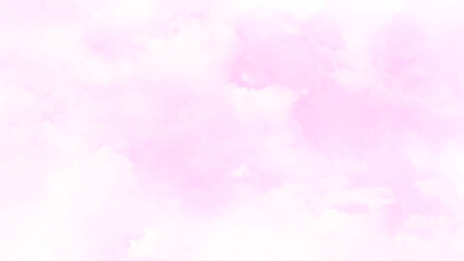 Clouds and sky watercolor vector illustration. Pink sky and white soft clouds background. 