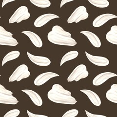 Cosmetic smear of white natural cream. Watercolor pattern hand drawn on brown background. Suitable for cosmetics or medicine branding, packaging, cards, magazines and posters, beauty blog design.