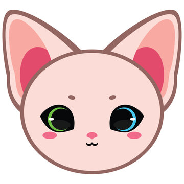 recommend clip art: Cute Sphynx Cat with two colored eyes