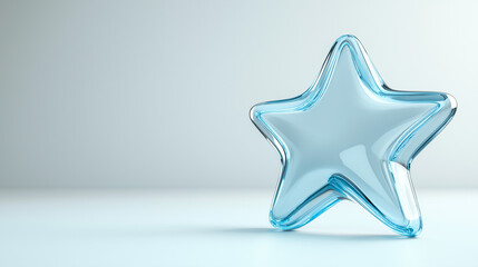 Obraz premium Blue glass star against a soft blue background, symbolizing achievement and elegance.