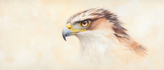 Hawk Watercolor Portrait:  A detailed and stunning watercolor painting of a hawk, capturing the bird's piercing gaze and intricate feathers.  The painting evokes a sense of power, focus.