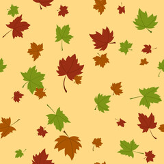 Fototapeta premium Autumn background wallpaper maple leaves. gift paper, textiles, greeting card, seamless pattern