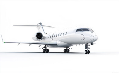 Fototapeta premium Private jet on a white background, showcasing modern design and luxury aviation. 