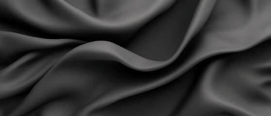 Black Satin Drape: A luxurious black satin fabric drapes and flows, creating a smooth and elegant backdrop with soft shadows.