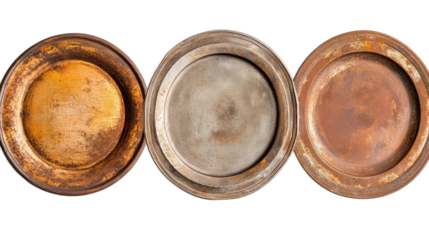 Set of Rusted Metal Plates Displayed on a Transparent Background Generative AI