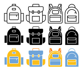 Backpack icon vector collection pack