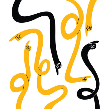 ointing finger. Vector vintage illustration isolated on a white background. Hand sign for web, poster, info graphic