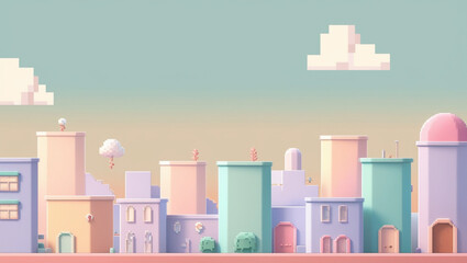 Naklejka premium city landscape with clouds