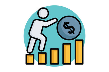 Effort icon. colored outline icon style. people encourage dollar. icon related to motivation. success elements vector illustration
