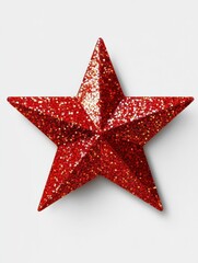 Fototapeta premium red christmas star glitter sticker isolated on transparent background