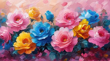 Floral impressionist roses abstract background 
