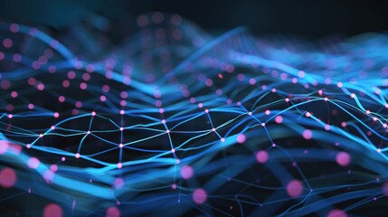 Obraz premium Glowing Technology Grid Lines - a modern and futuristic visual. The glowing grid lines against the black background create a sleek and engaging scene.