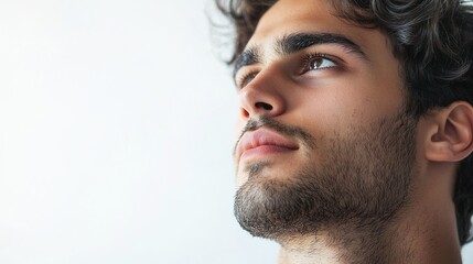 Fototapeta premium Thoughtful Young Man Gazing Off Into the Distance