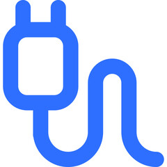 Electric Plug Symbol in Blue, Representing Energy Consumption, Power Connections, and Electrical Systems Common in Modern Technology