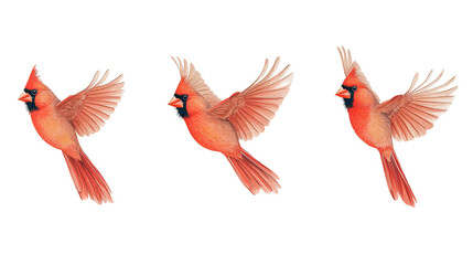 Obraz premium Northern Cardinals in Flight Showcasing Their Vibrant Plumage Generative AI