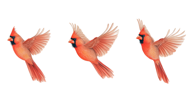 Northern Cardinals in Flight Showcasing Their Vibrant Plumage Generative AI