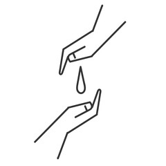 liquid drop in the palm hand symbol for dermatology tested icon in doodle hand drawing style