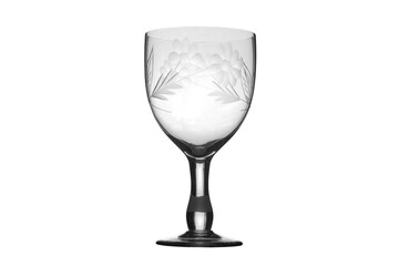 Glass goblet on a white background. Transparent glass goblet.