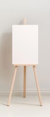 Blank Canvas on Wooden Easel:  A pristine white canvas rests on a simple wooden easel, ready for the artist's vision to take shape. It's an invitation to creativity, a blank slate for inspiration.  