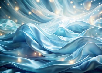 Obraz premium Surreal Waves of Light: Ethereal Blue and White Silk Backgrounds Creating Dreamlike Atmospheres for Unique Visual Experiences and Artistic Inspirations