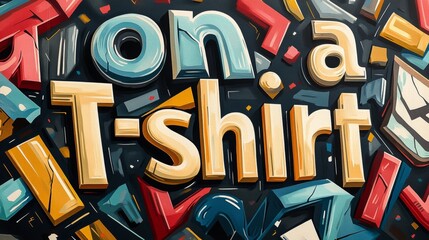 Colorful Graffiti Art Design On a T Shirt Textured Background