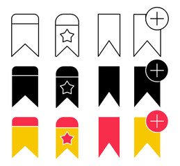 Bookmark icon collection on white background