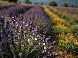 Fototapeta premium field of flowers,field of lavender,lavender field region,flowers in the garden