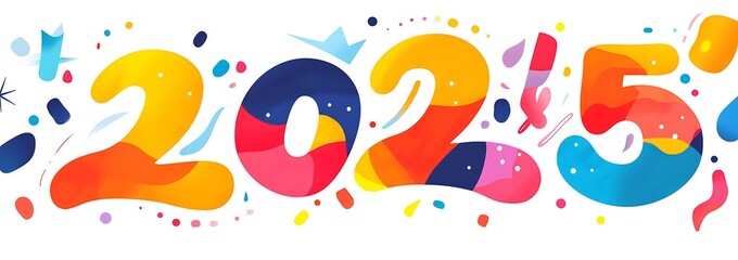 A colorful and cute cartoon number 2025