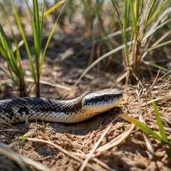 Fototapeta premium Basking in Light: The Louisiana Pine Snake’s Serene Presence