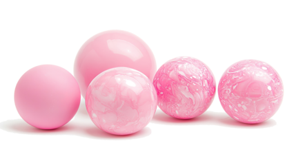 Pink Matte Balls of Varying Sizes on Clear Background Generative AI