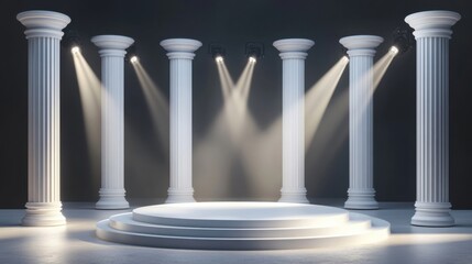 Fototapeta premium White podium stage columns architecture style concept