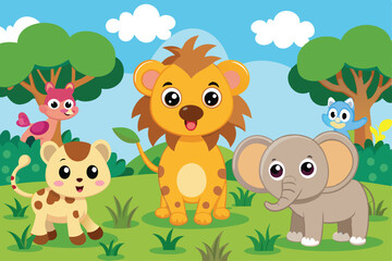 Naklejka premium whimsical cartoon animal illustration