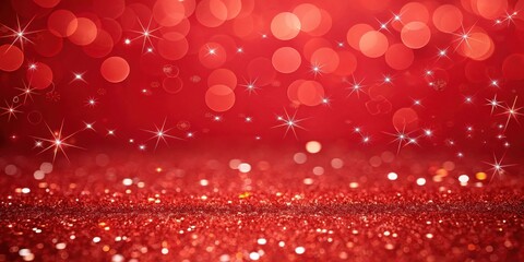 Sparkling Red Background with Shimmering Lights and Stars