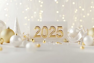 New Year, golden number 2025, New Year's atmosphere background