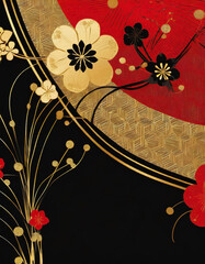 黒背景で日本風なデザインのイラスト・背景素材