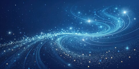 Obraz premium A celestial swirl of shimmering stardust illuminates the vast expanse of the night sky, with bright stars twinkling in the cosmic tapestry