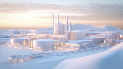 Obraz premium Arctic Industrial Complex at Dawn 
