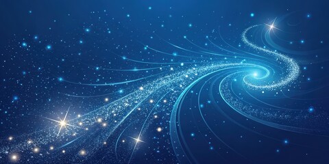 Obraz premium A celestial swirl of light, a mesmerizing journey through the cosmos, where sparkling dust trails create an ethereal path through the night sky.